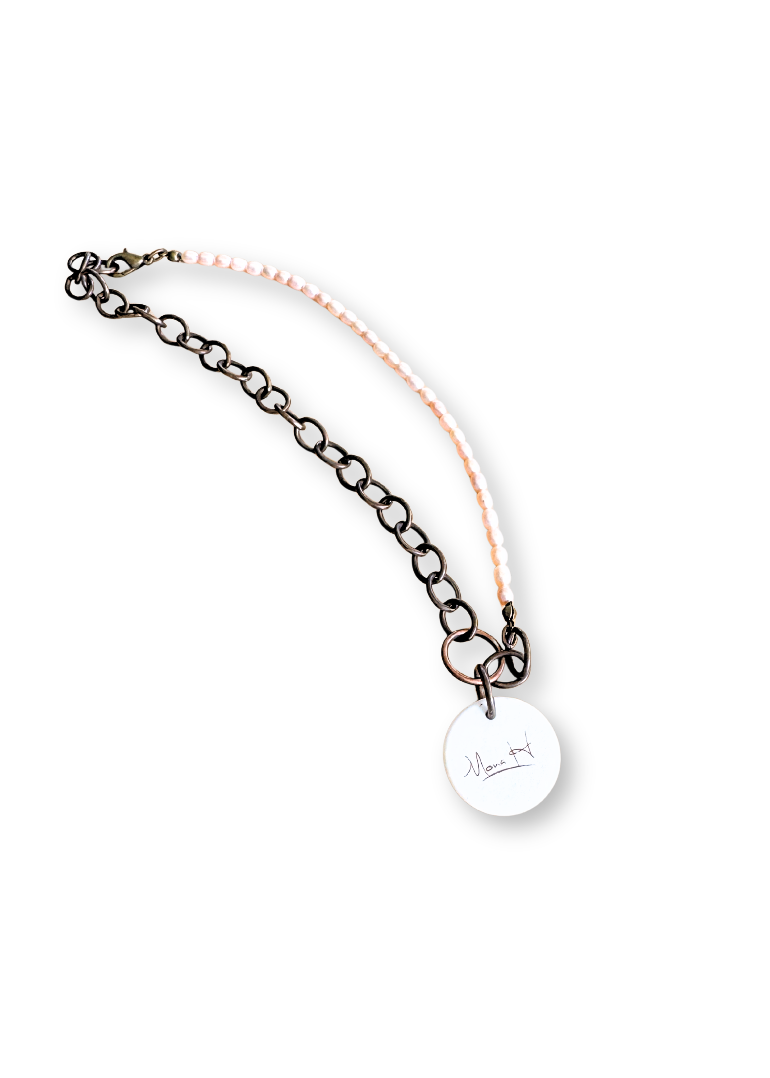 Western Cowboy Pendant Necklace Pearl Chain skull