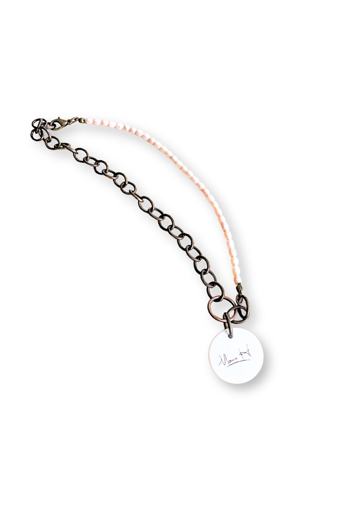 Western Cowboy Pendant Necklace Pearl Chain skull