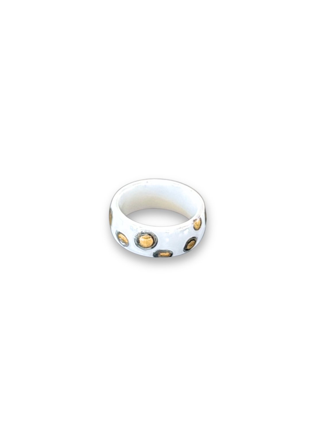 Jaguar Print Polka Dot Porcelain Ring - Size 9