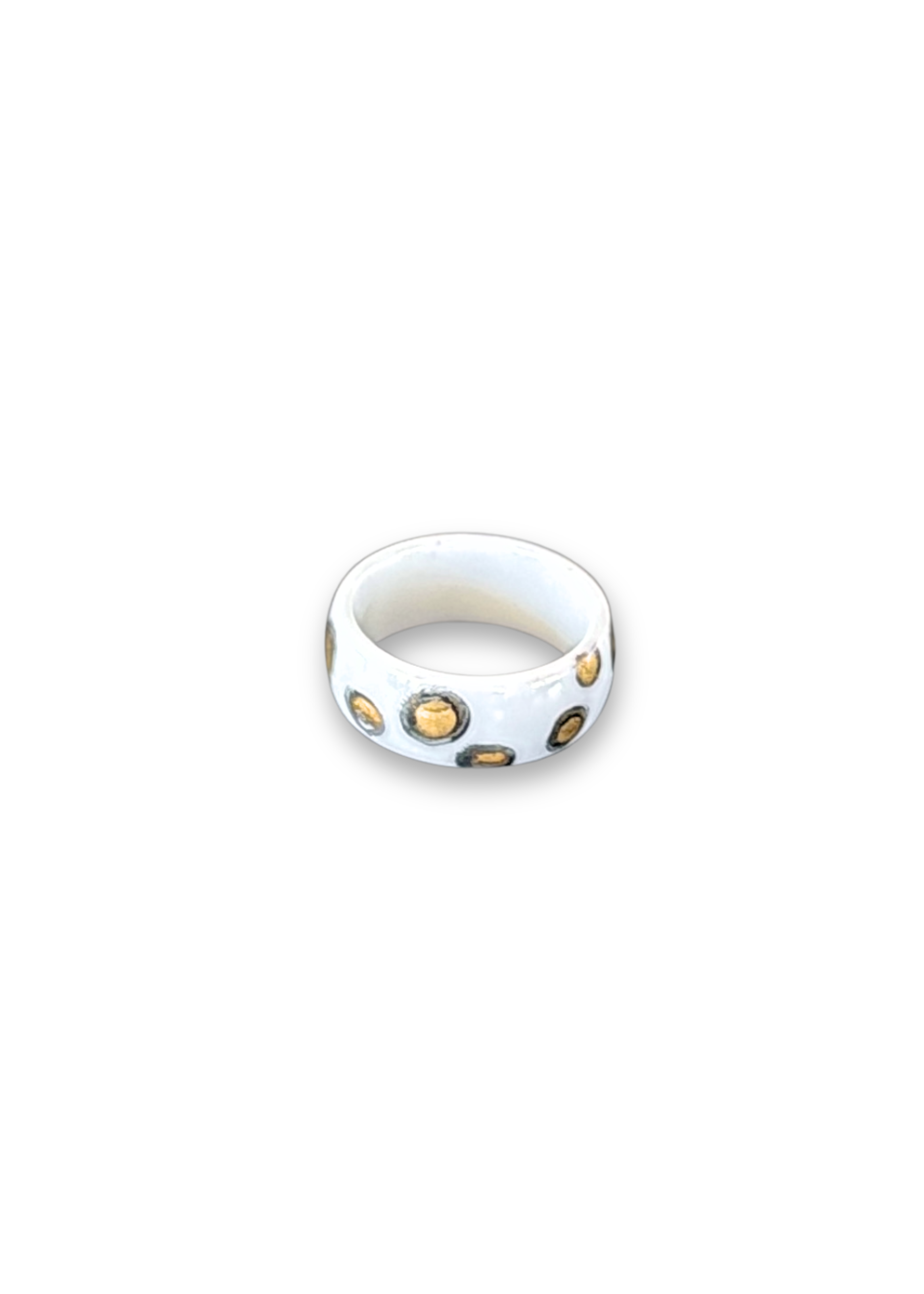 Jaguar Print Polka Dot Porcelain Ring - Size 9