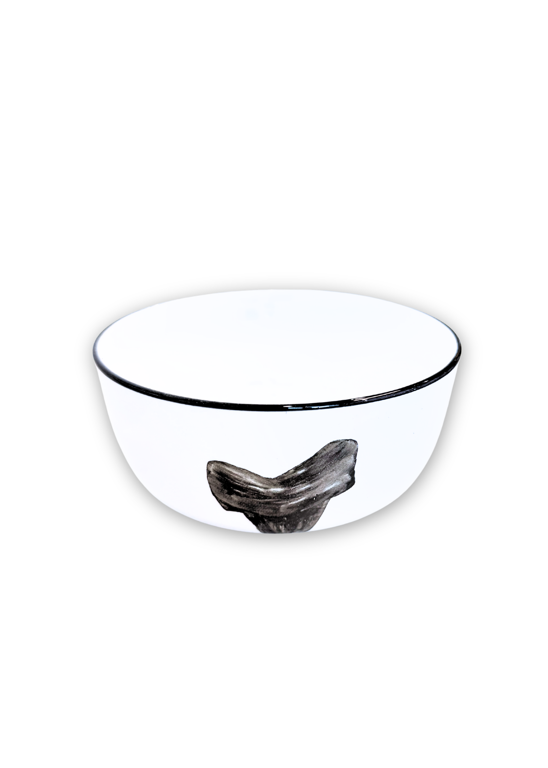 Shark Tooth Porcelain Black Rim Bowls