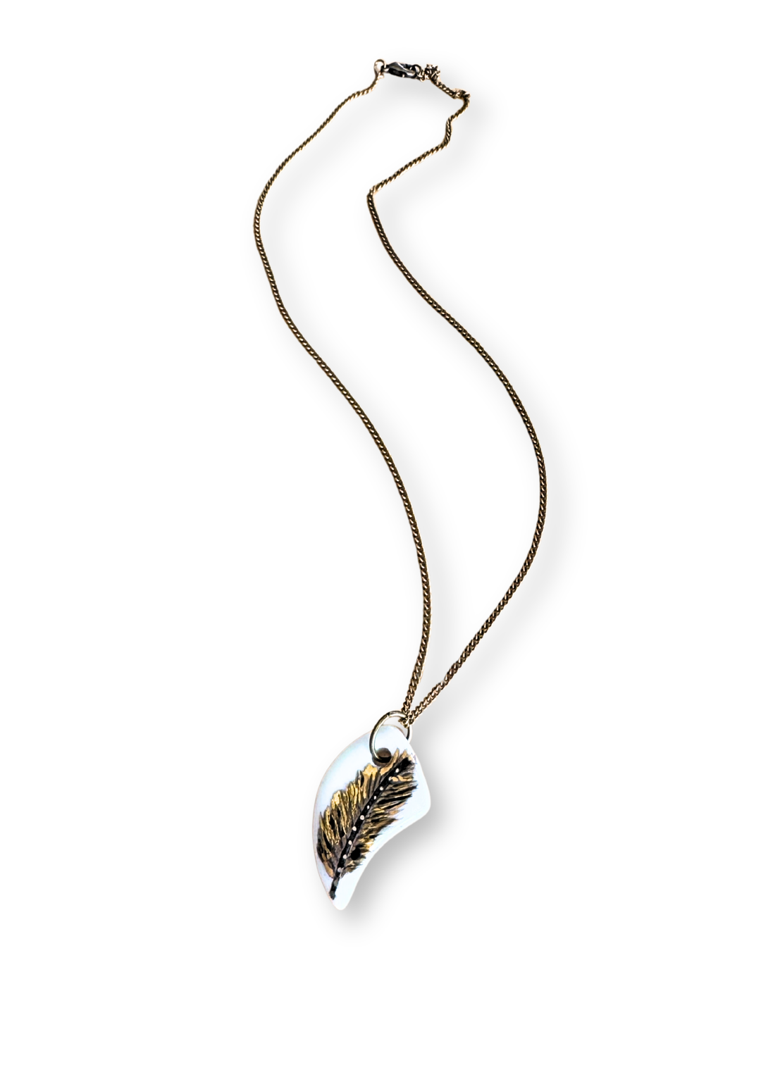 Feather Porcelain Pendant Necklace