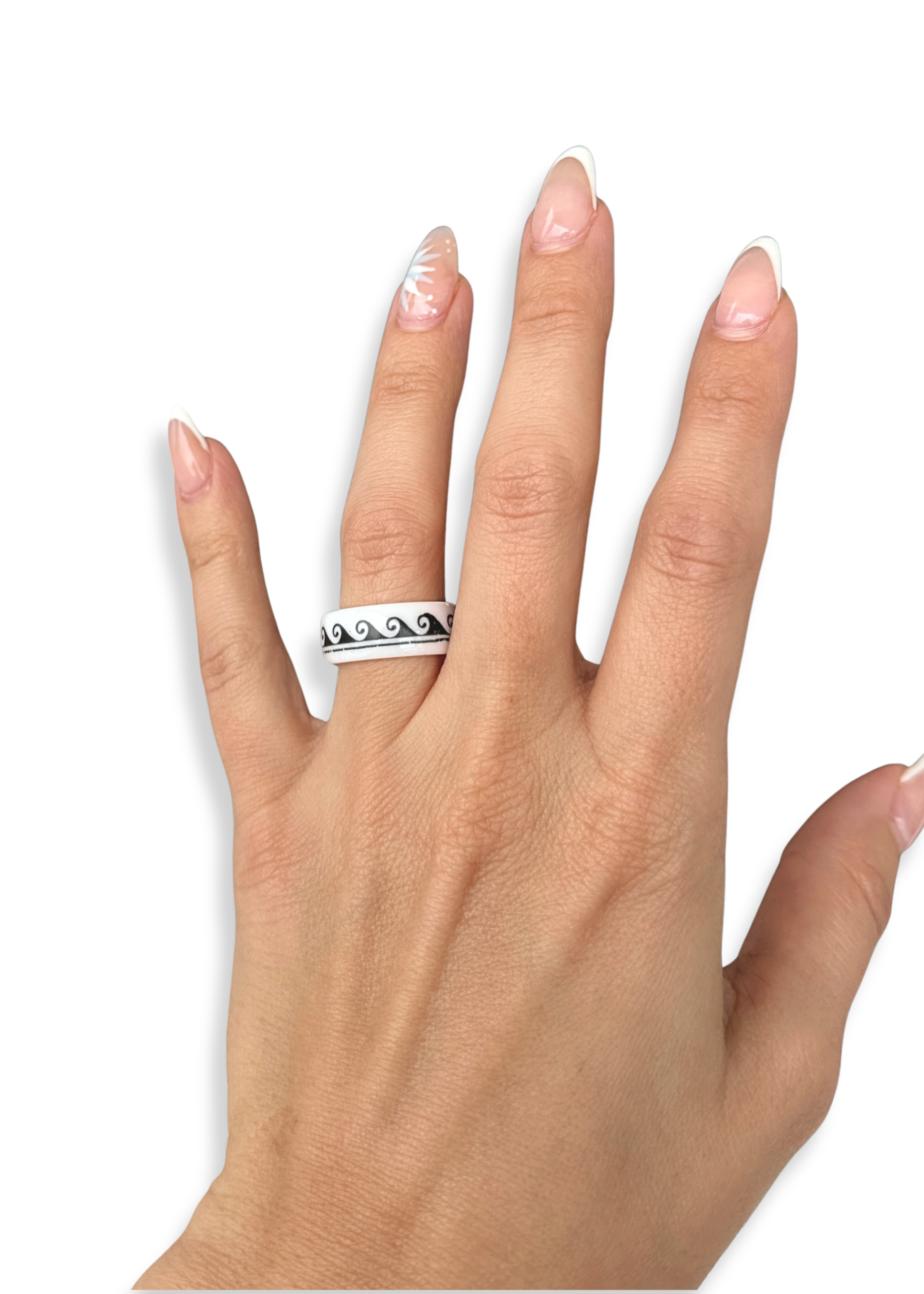 Bold Wave Porcelain Ring – Size 7