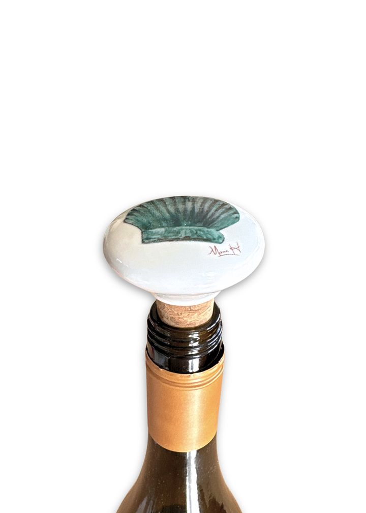 Shell Painted on a Ceramic Porcelain Wine Cork Stopper Barware
