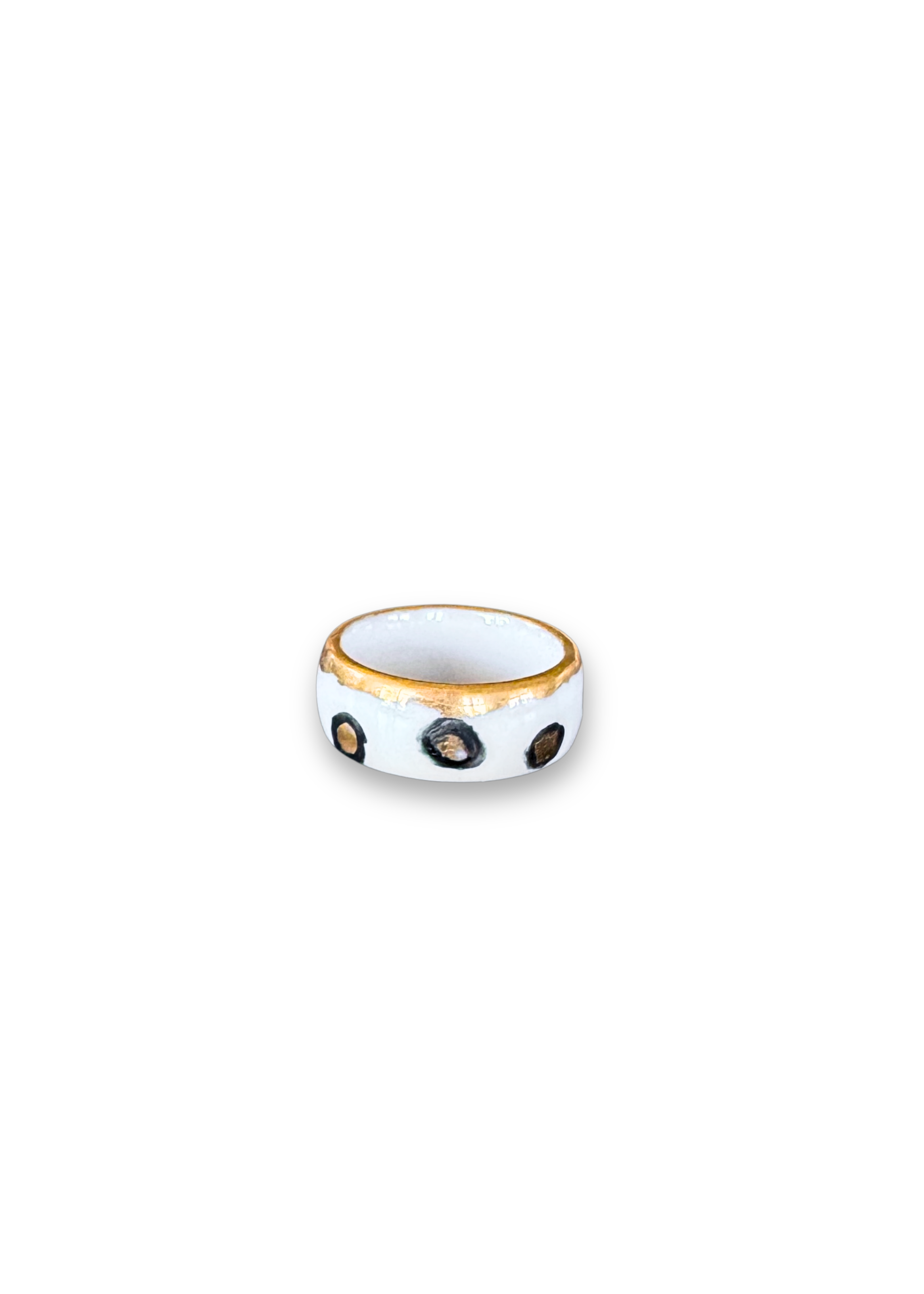 Jaguar Print Polka Dot Porcelain Ring - Size 7