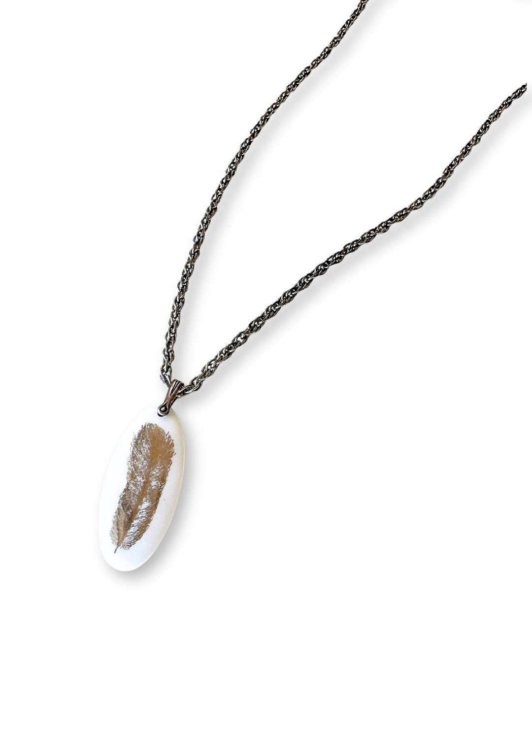 Feather Porcelain Pendant Necklace