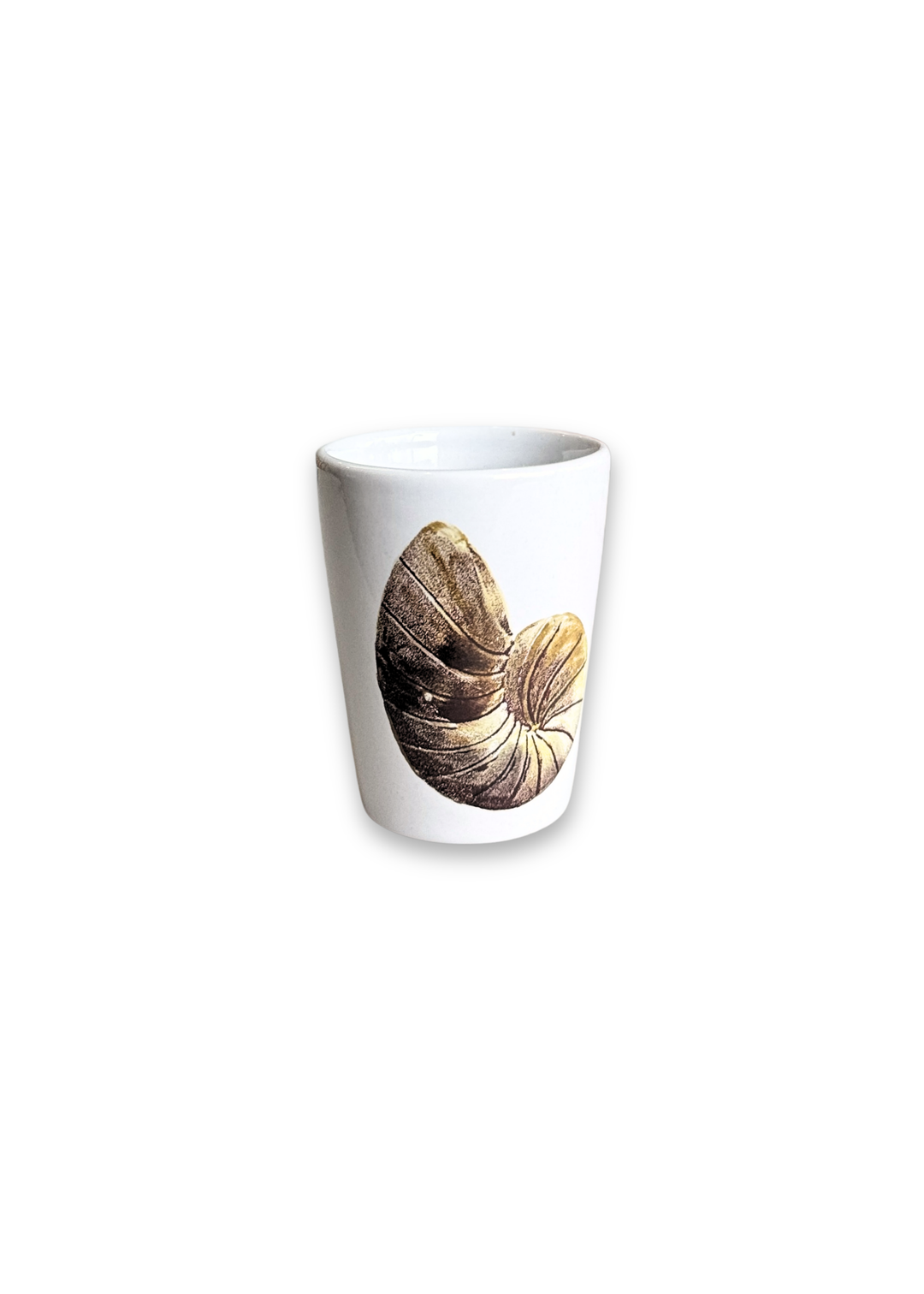 Coastal Nautilus Seashell Porcelain Ceramic Shot Glass