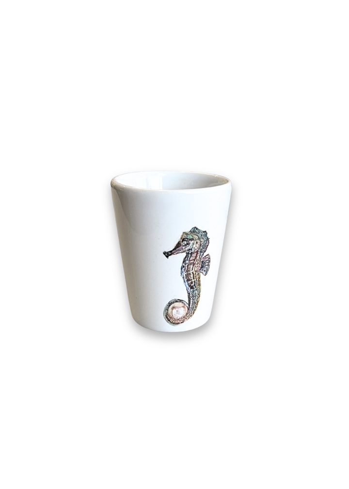 Coastal Seahorse Porcelain Ceramic Shot Glass