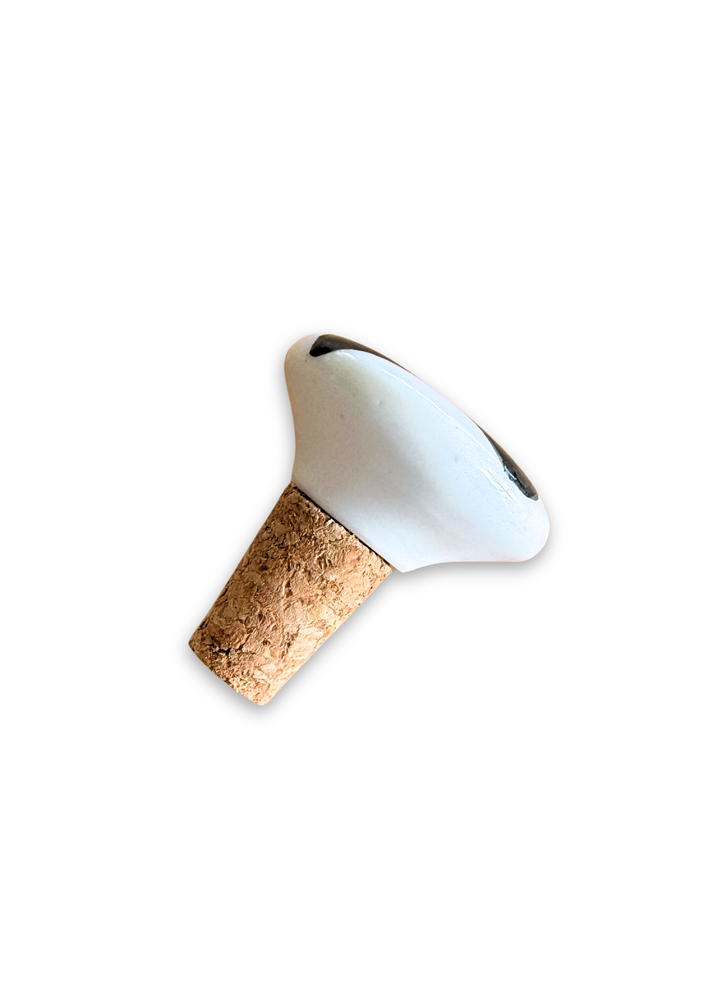 Shark Tooth Painted on a Ceramic Porcelain Wine Cork Stopper Barware