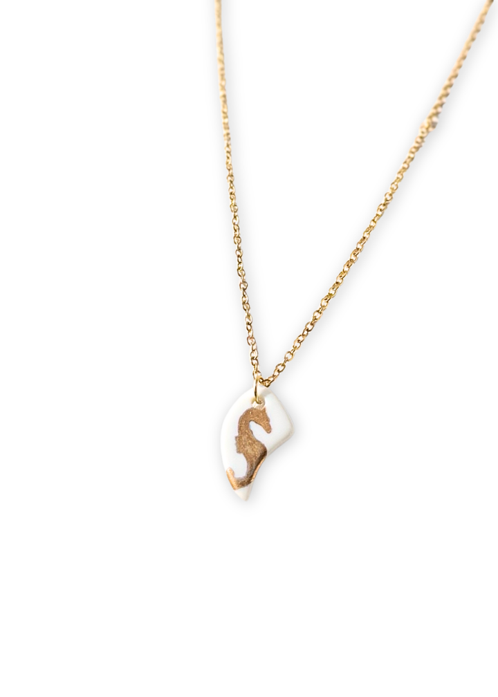 Seahorse Porcelain Pendant Necklace