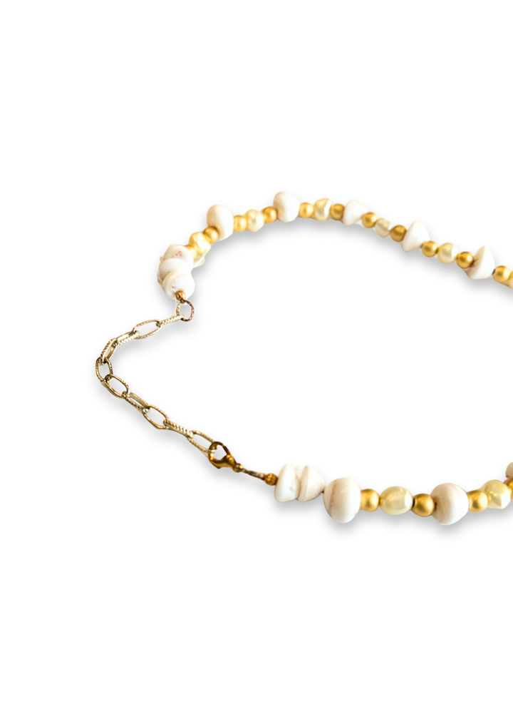 Coastal Golden Palm Tree Porcelain Beaded Necklace