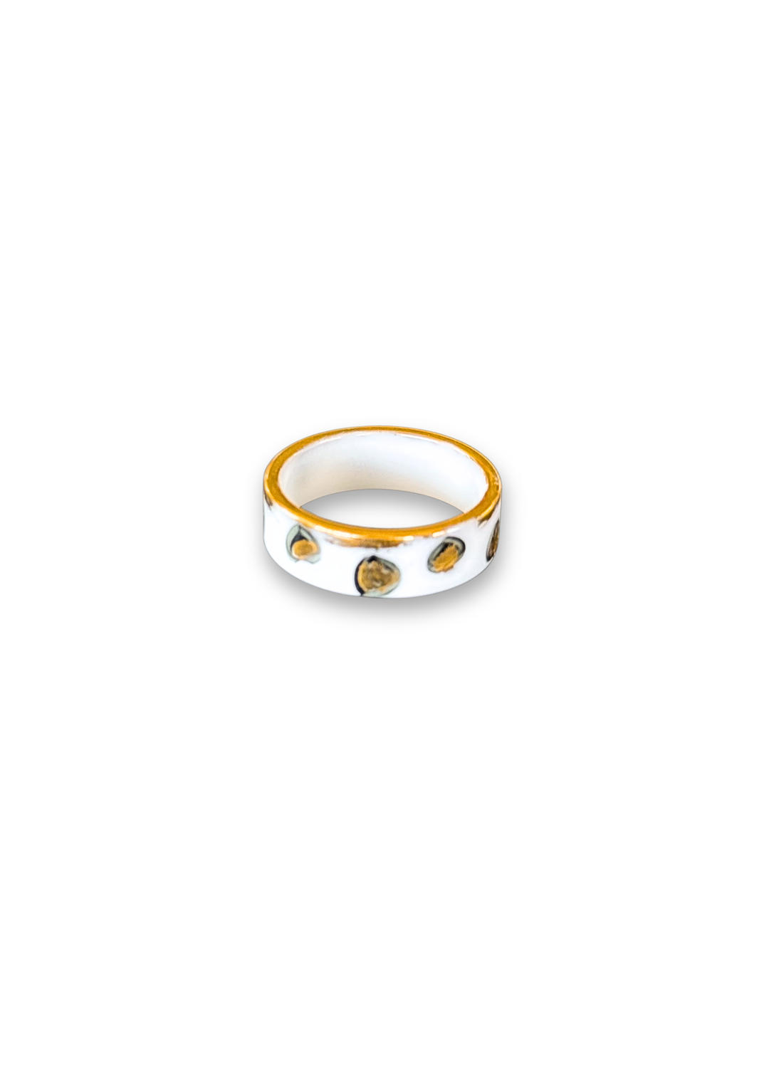 Jaguar Print Polka Dot Porcelain Ring - Size 8