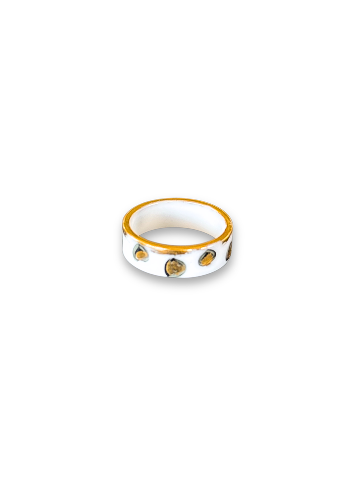 Jaguar Print Polka Dot Porcelain Ring - Size 8