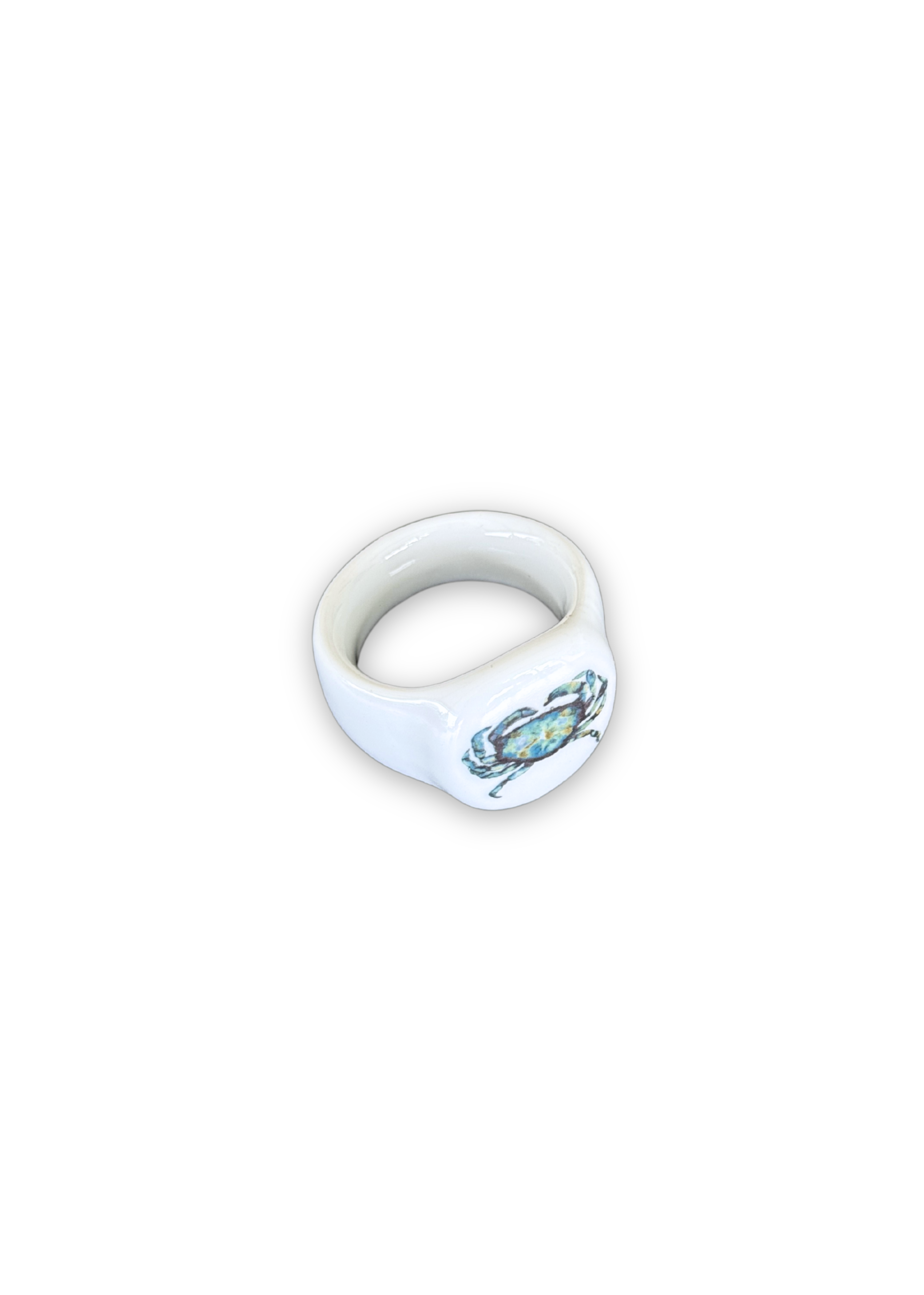 Coastal Crab Porcelain Napkin Rings Set of 6