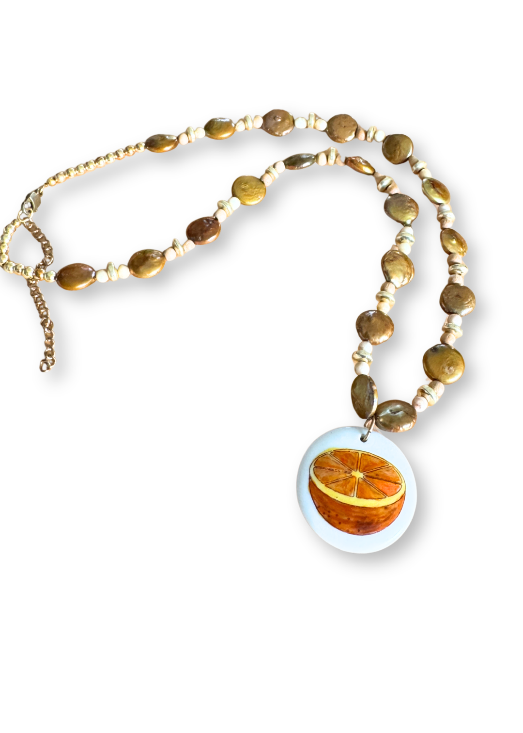 Orange Slice Porcelain Necklace