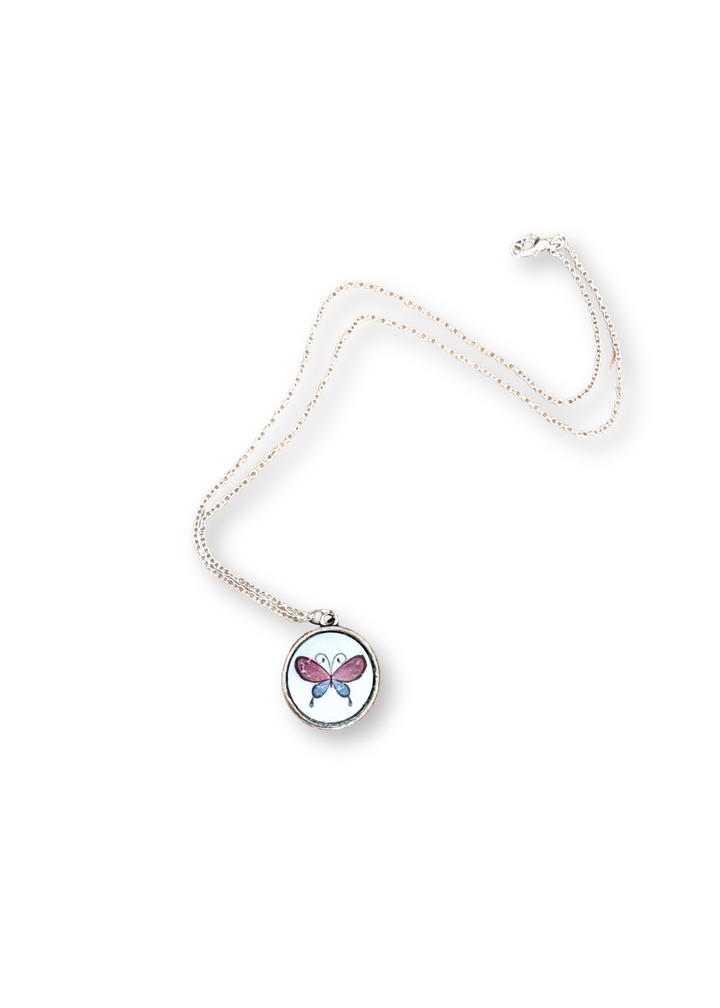 Butterfly Porcelain Pendant Necklace