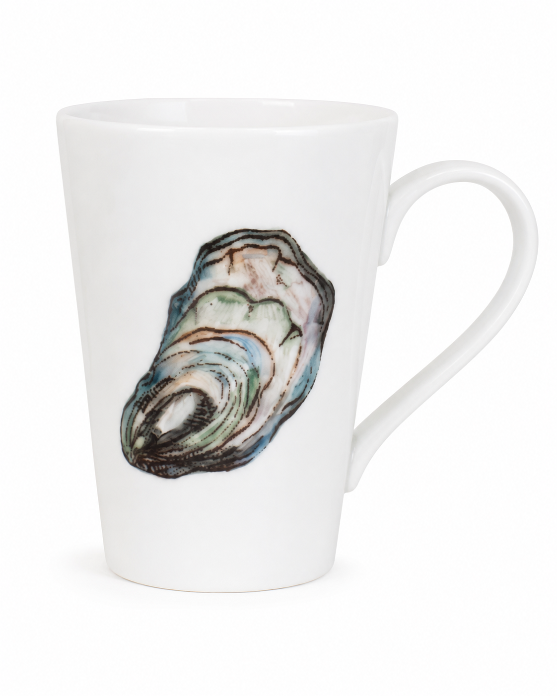 Hand-Painted Oyster Shell Porcelain Coffee Mug