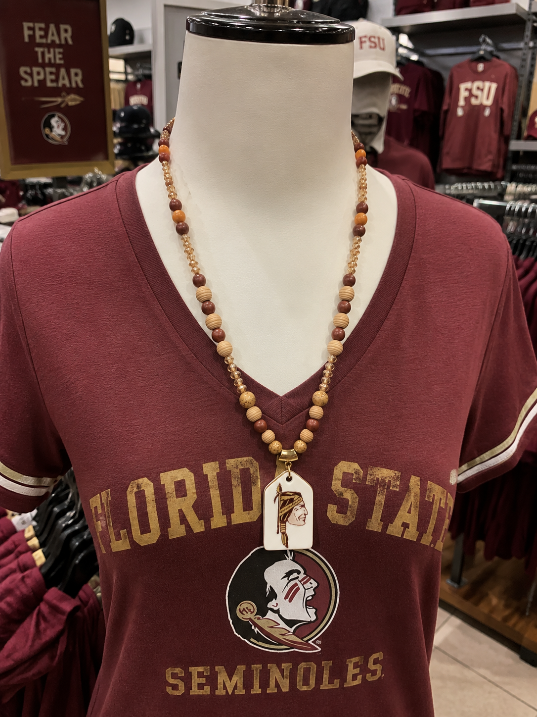 Florida State Seminoles Hand-Painted Porcelain Pendant Necklace