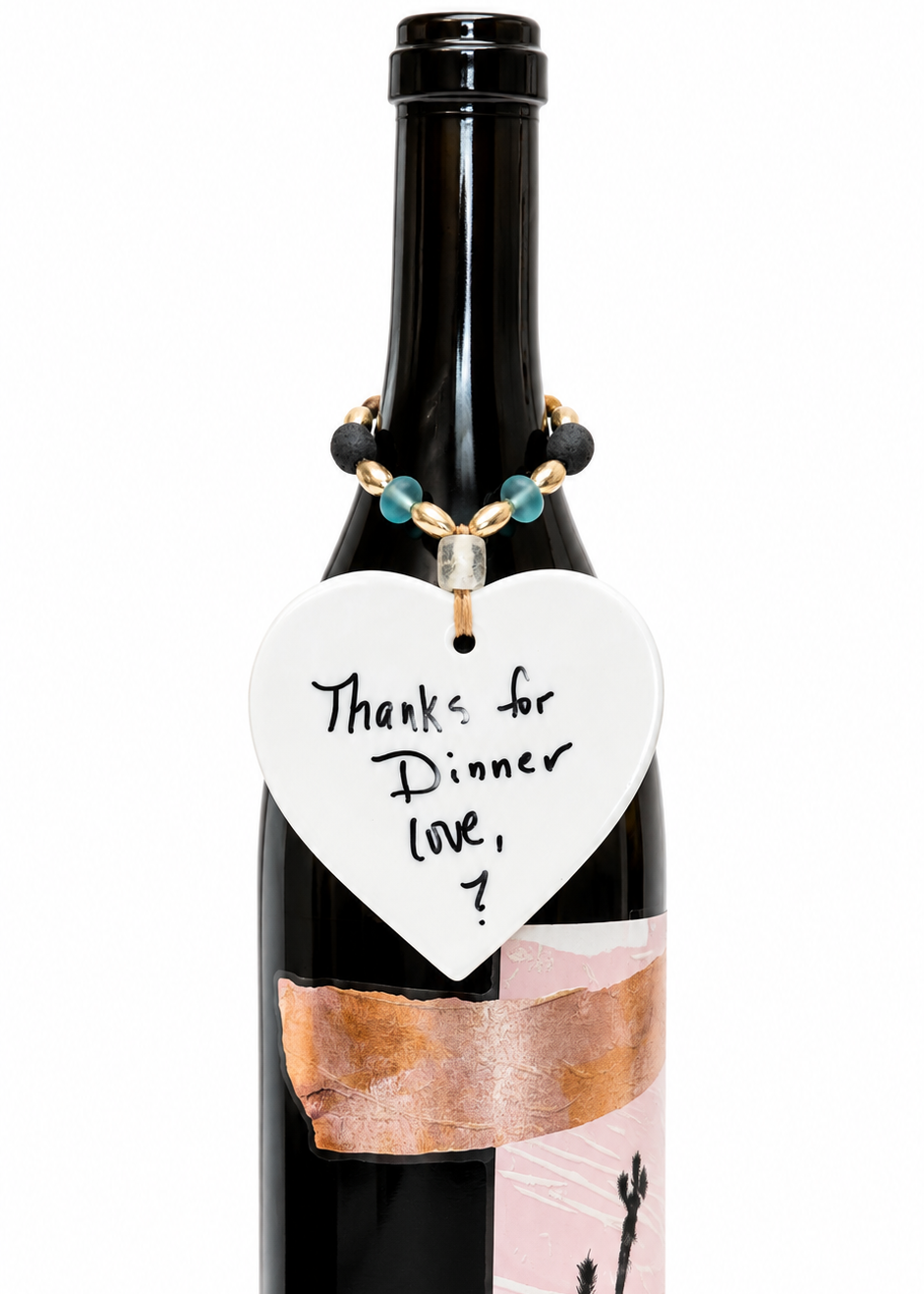 Colorful Nutcracker Porcelain Heart Bottle Tag