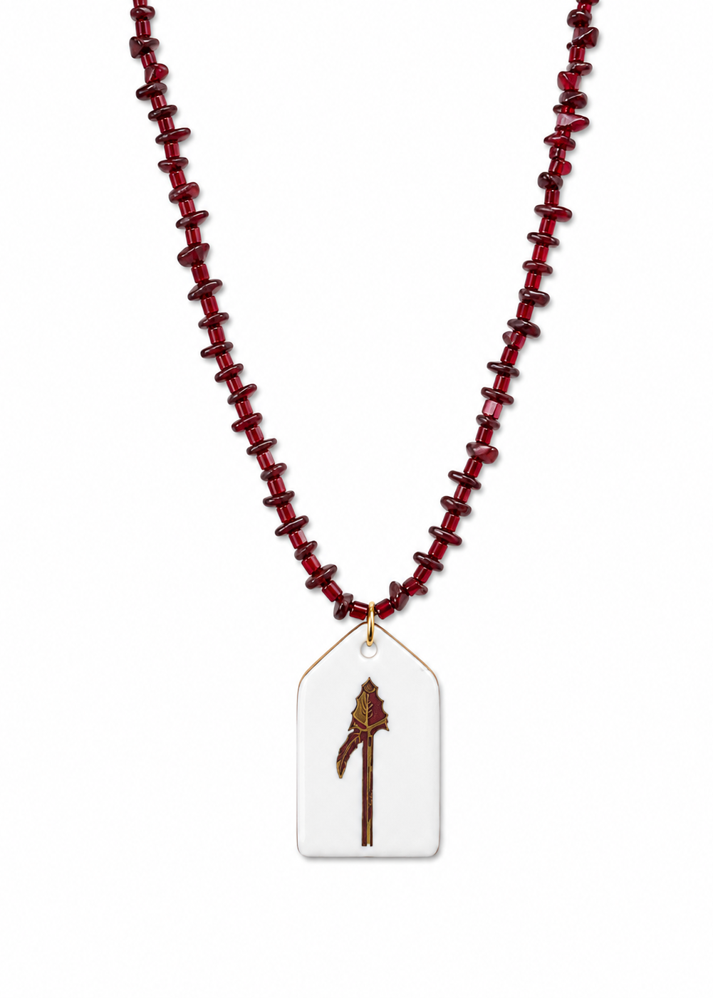 Florida State Seminoles Spear Hand-Painted Porcelain Pendant Necklace