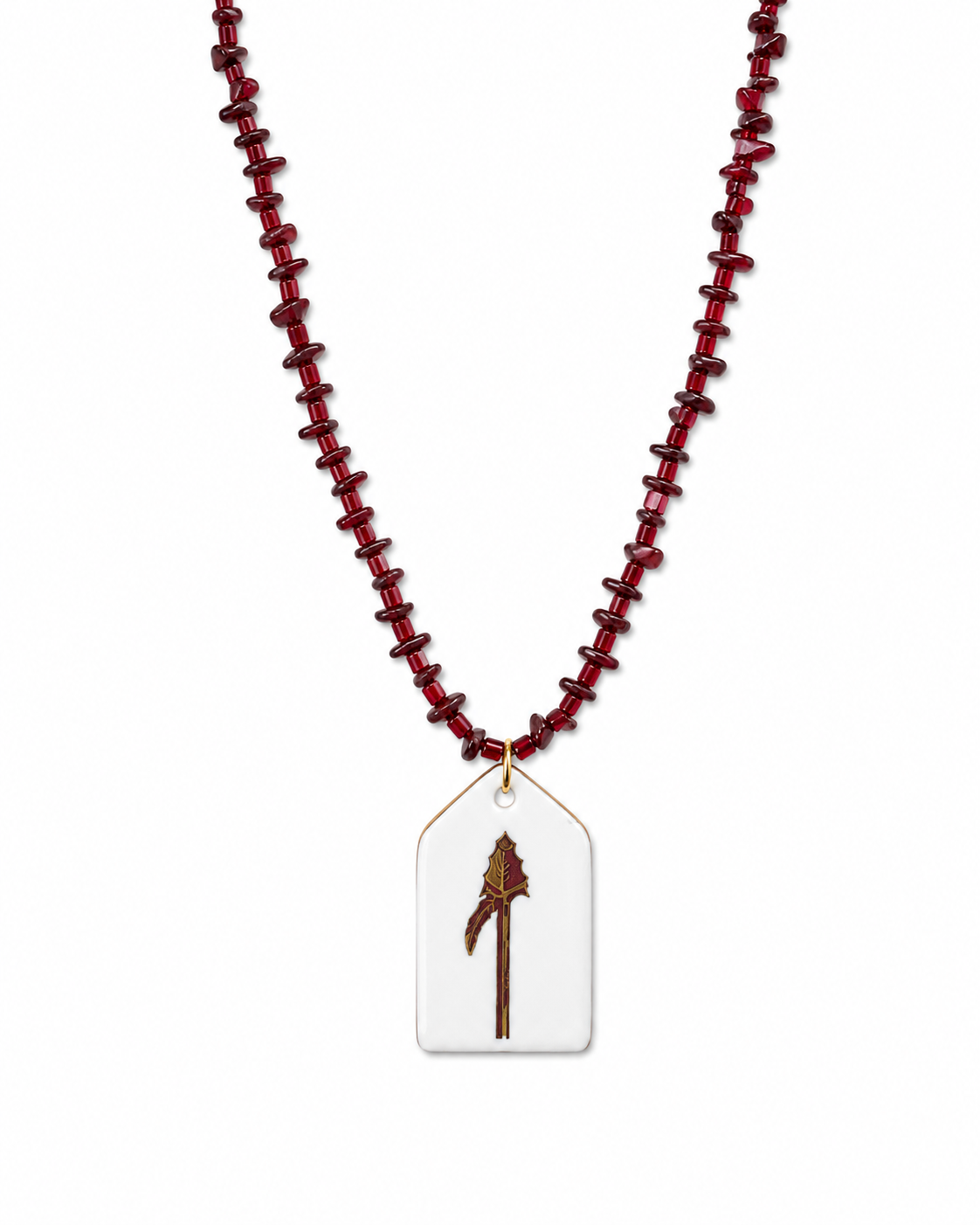 Florida State Seminoles Spear Hand-Painted Porcelain Pendant Necklace