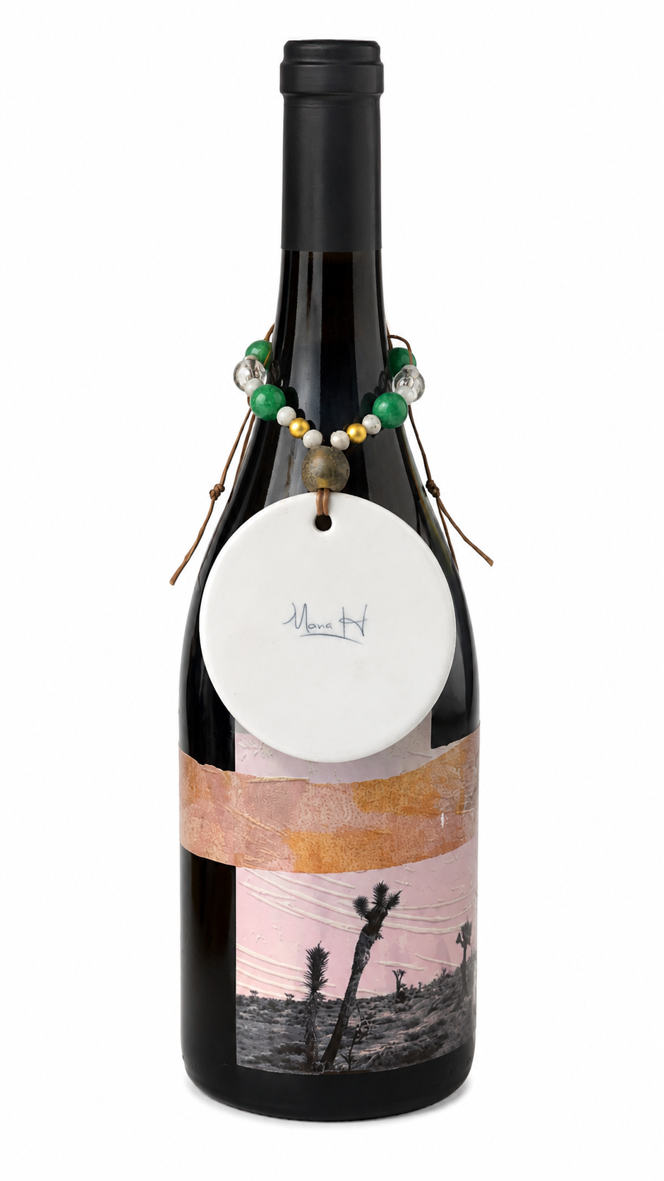 Hand-Painted Four-Leaf Clover Porcelain Wine Bottle Tag