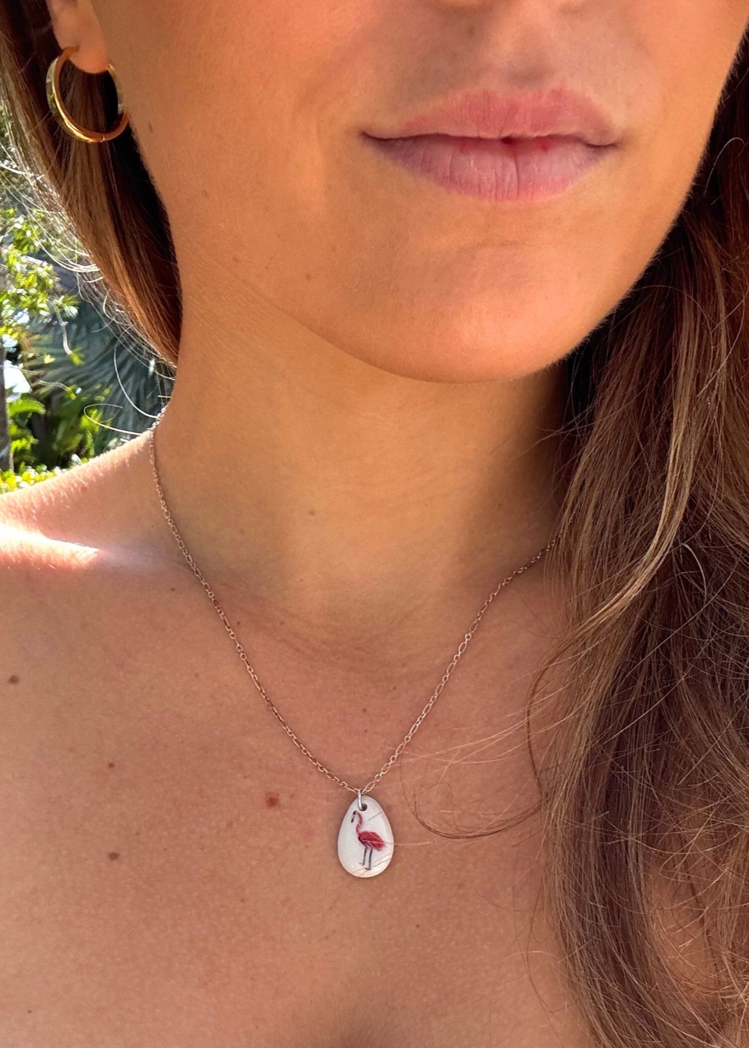 Flamingo Porcelain Pendent Necklace