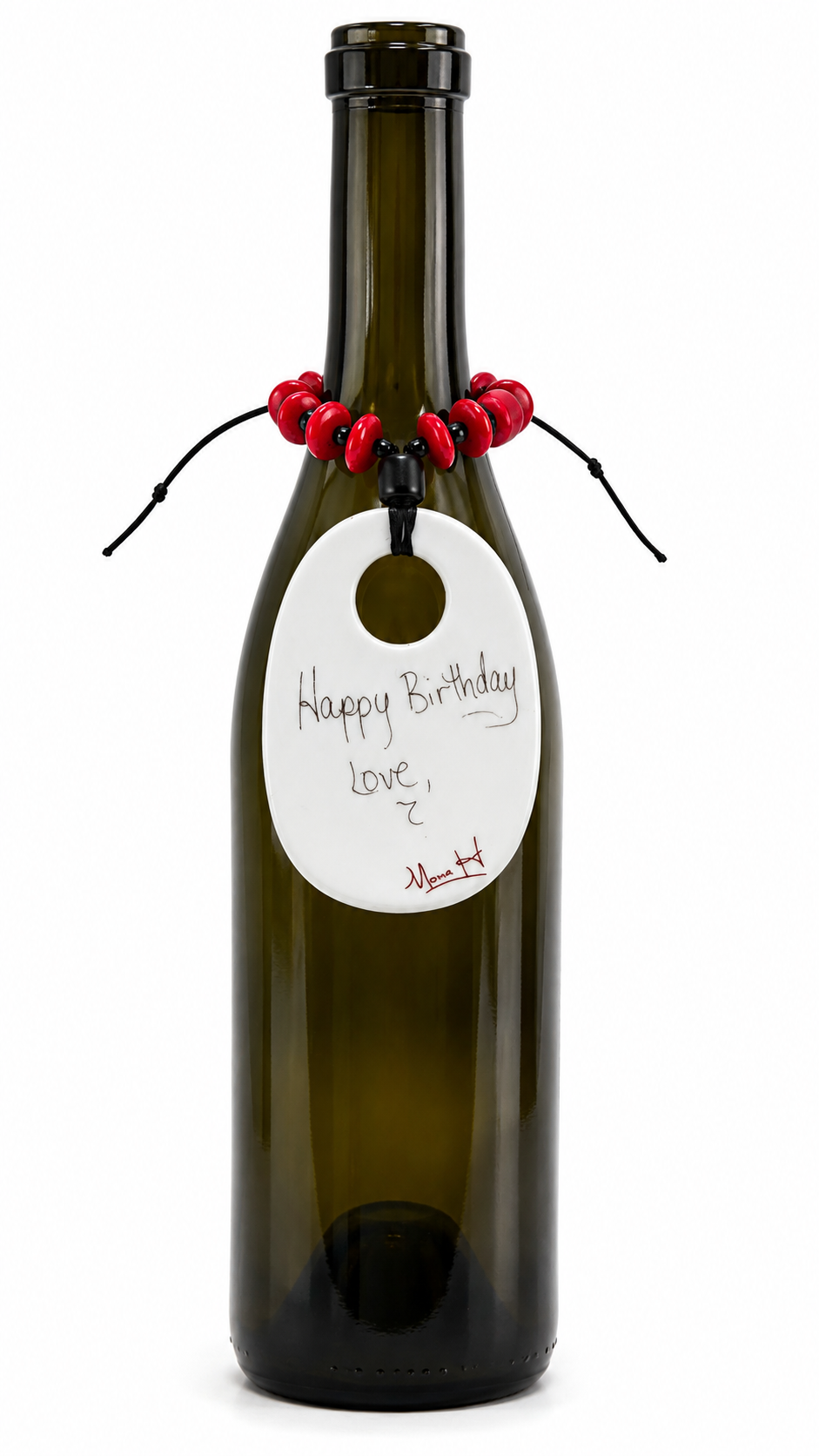 Hand-Painted Bulldog Porcelain Wine Bottle Tag