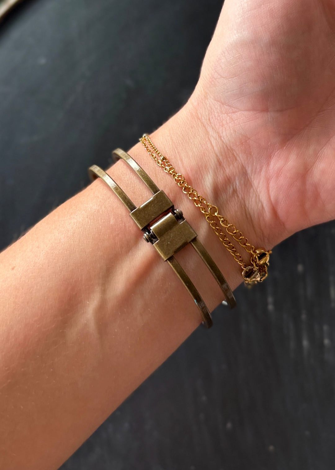 Shark Tooth Bronze Cuff Bracelet