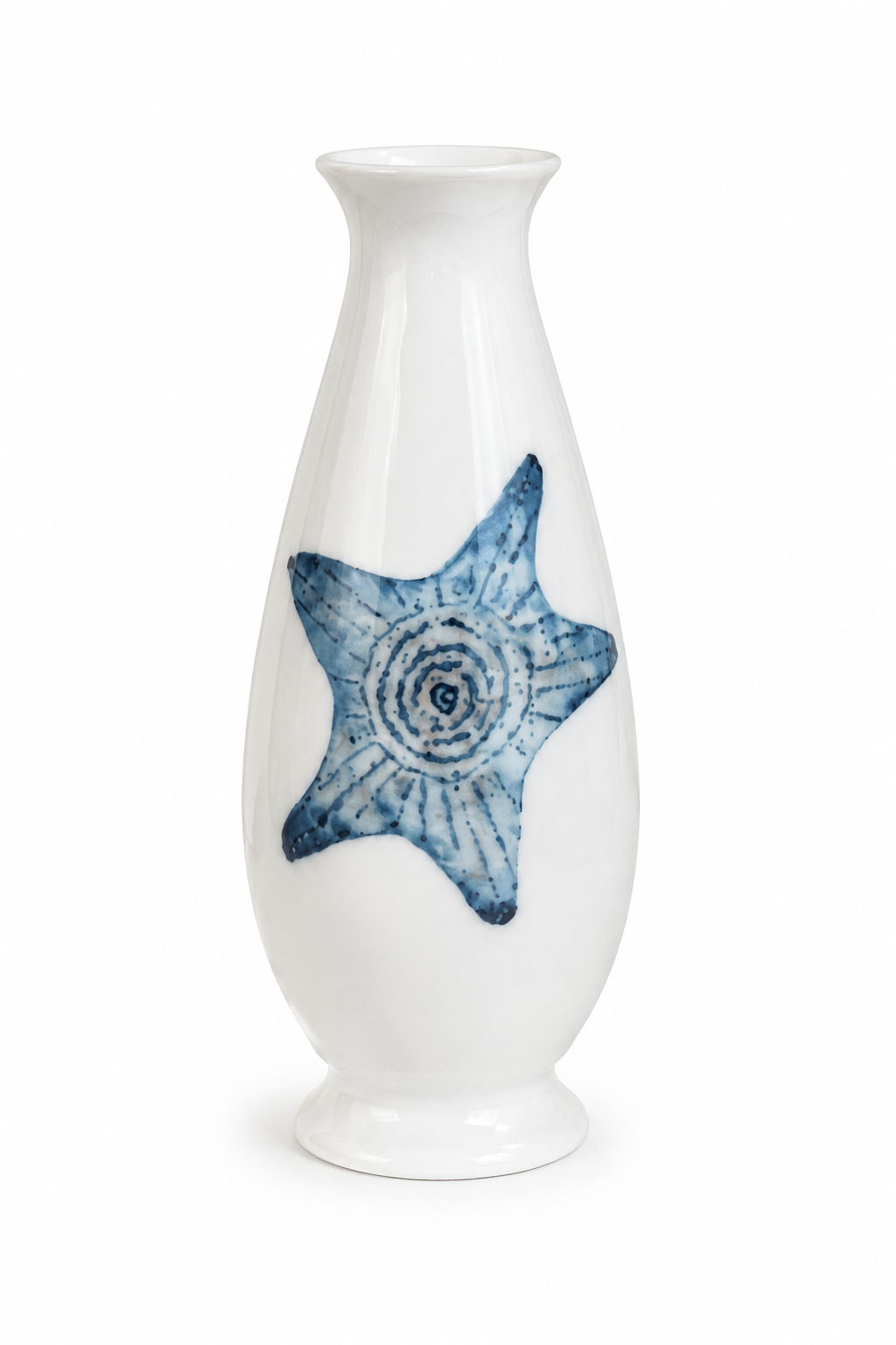 Blue Starfish Porcelain Bud Vase | Coastal Kitchen Sink Floral Accent