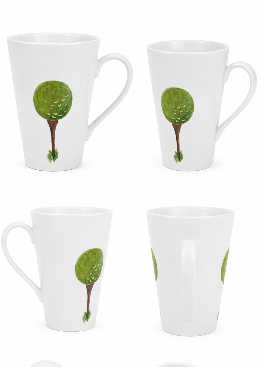 Golf Tee and Golf Ball Hand Painted Porcelain Mug