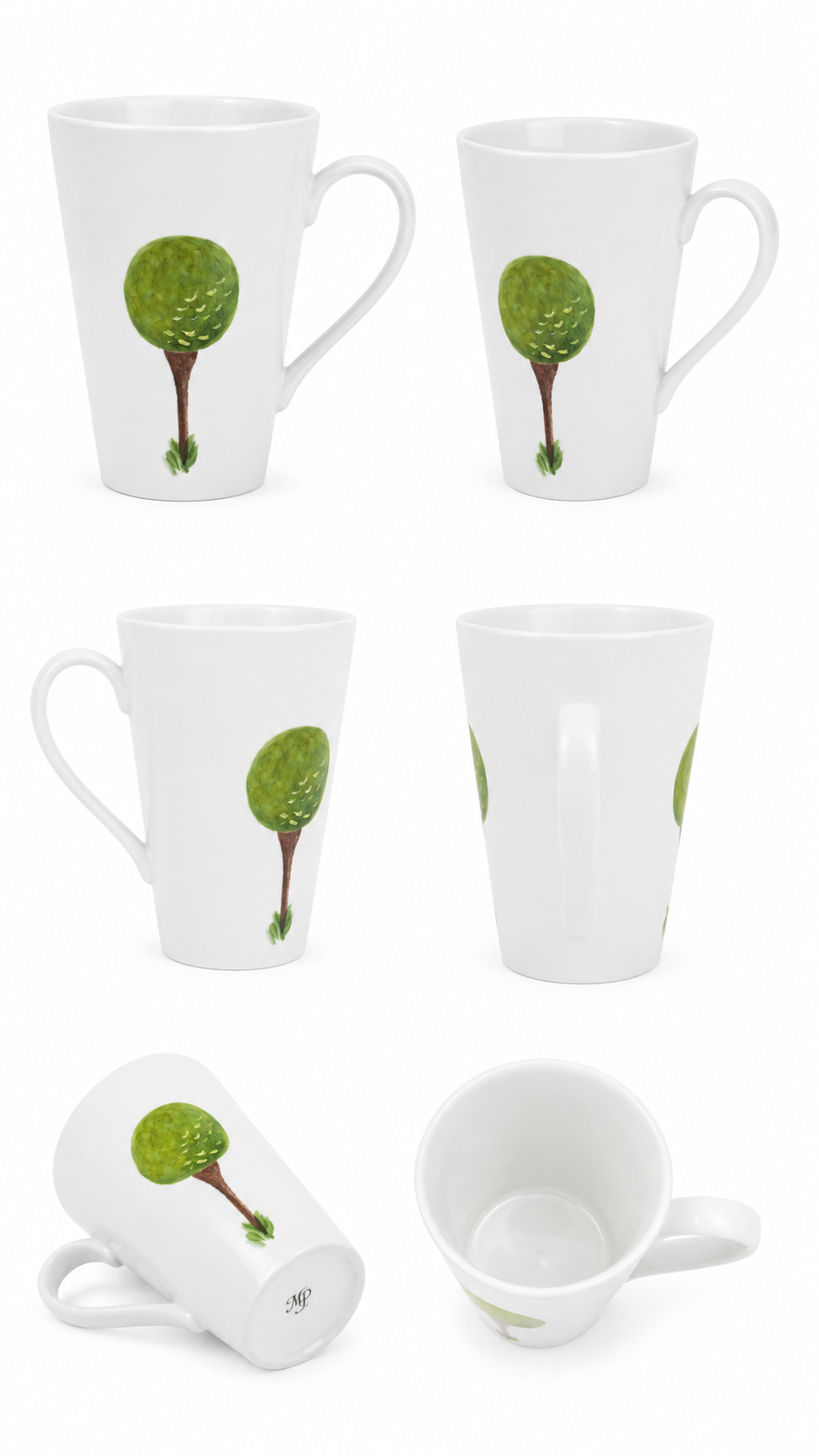 Hand-Painted Green Golf Ball Porcelain Mug