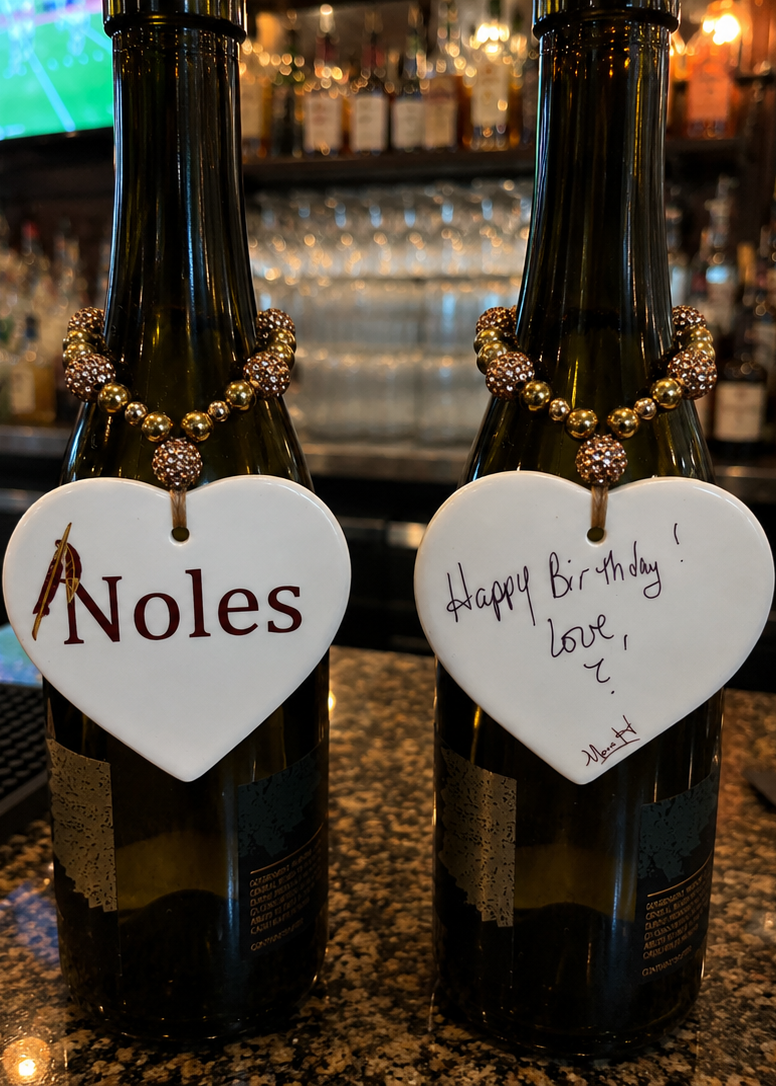 Reusable Hand-Painted Porcelain Wine Tag – Personalized Gift Tag & Keepsake