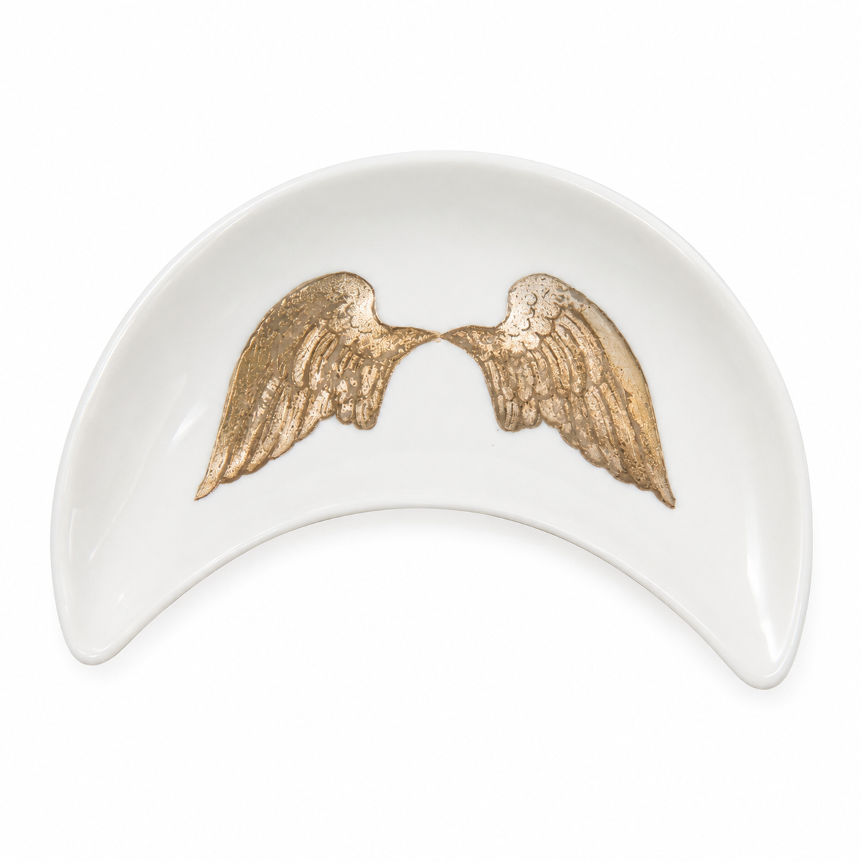 Handcrafted White Porcelain Crescent Trinket Dish – Modern Jewelry Catchall by MadebyMonaH
