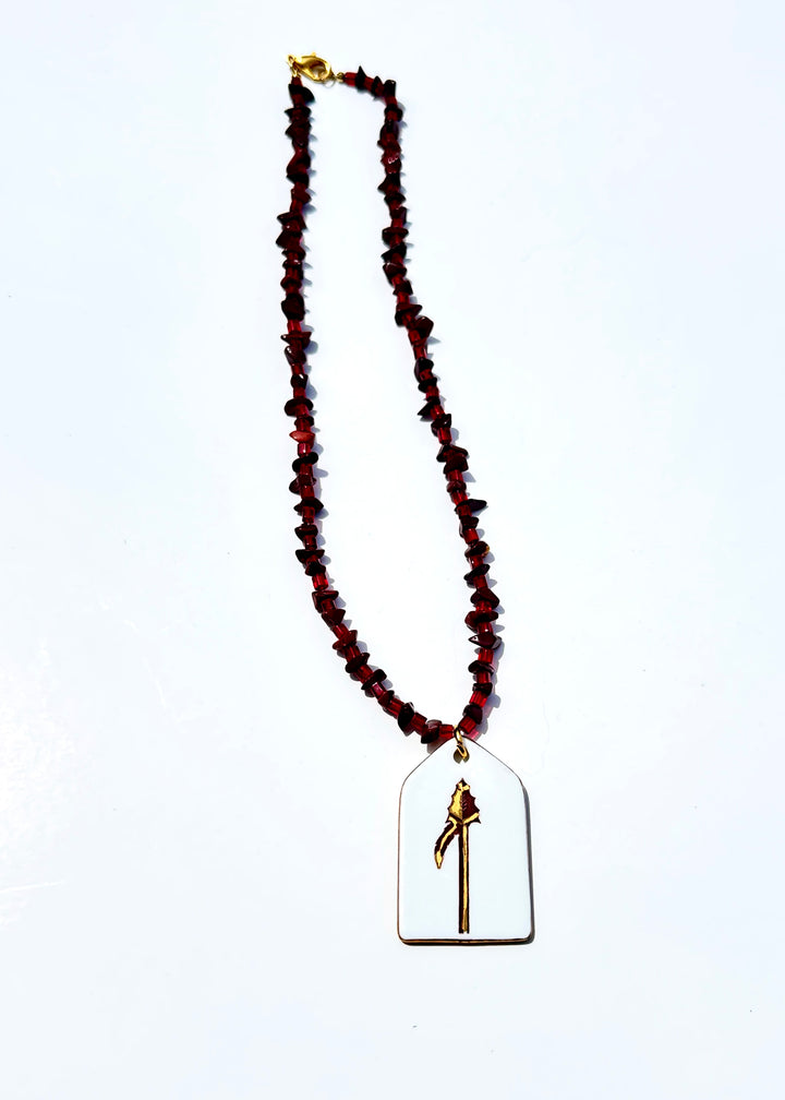 Spear Game day Necklace Garnet Gold Football Mascot