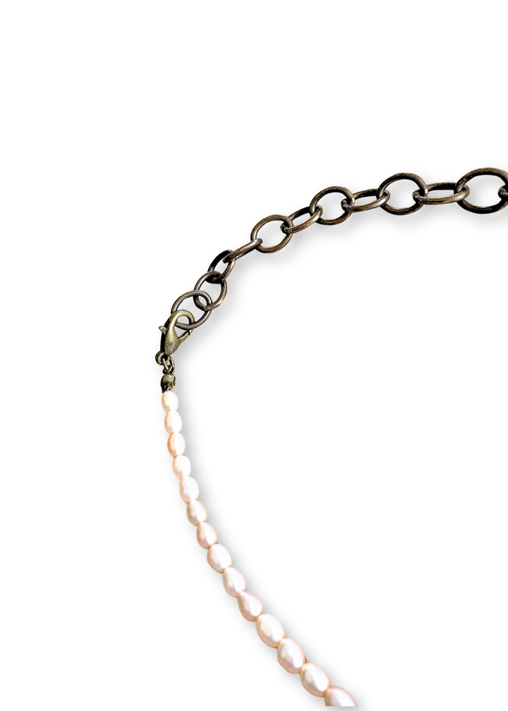 Western Cowboy Pendant Necklace Pearl Chain skull