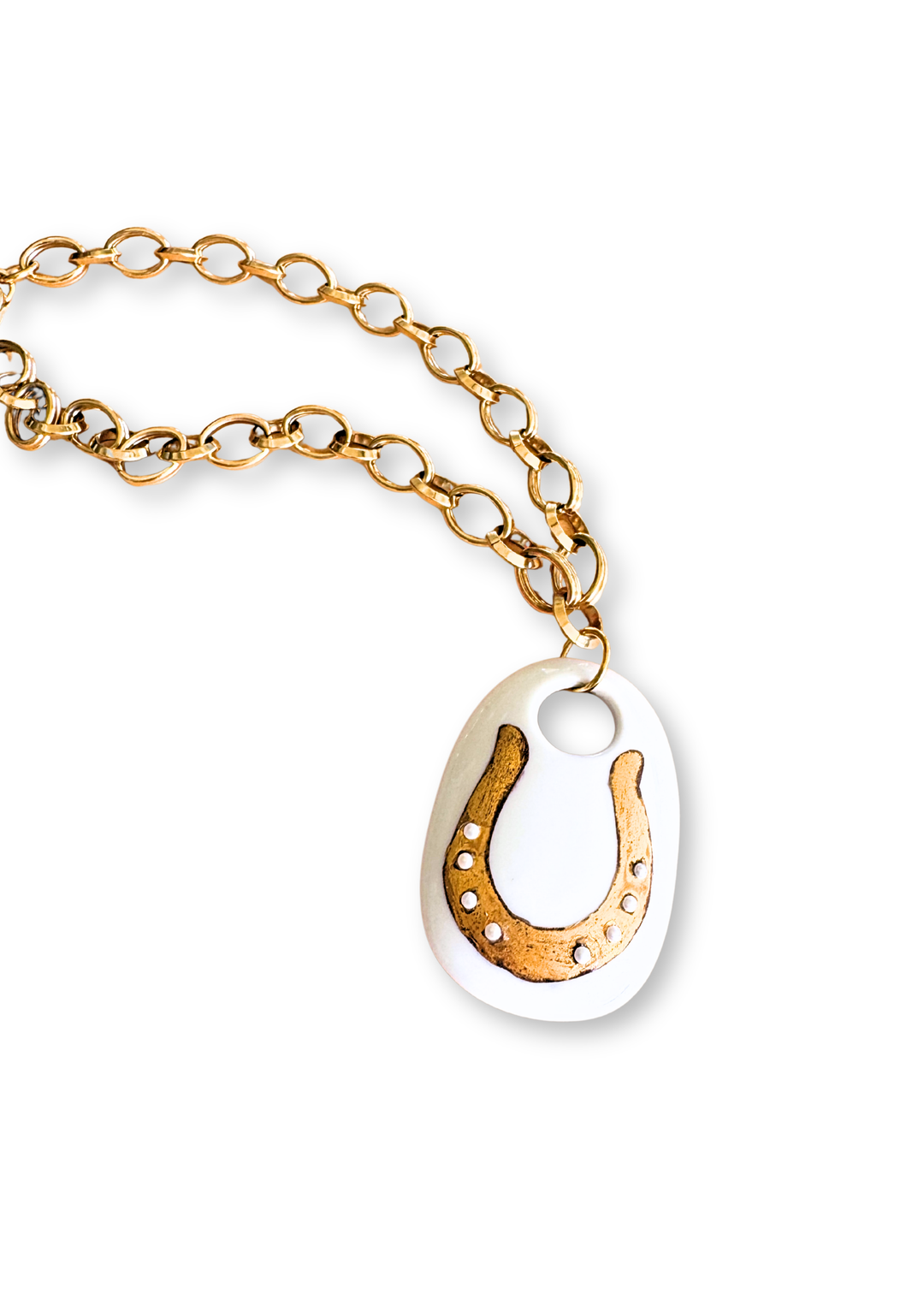 Horseshoe Pendant Gold Chain Necklace