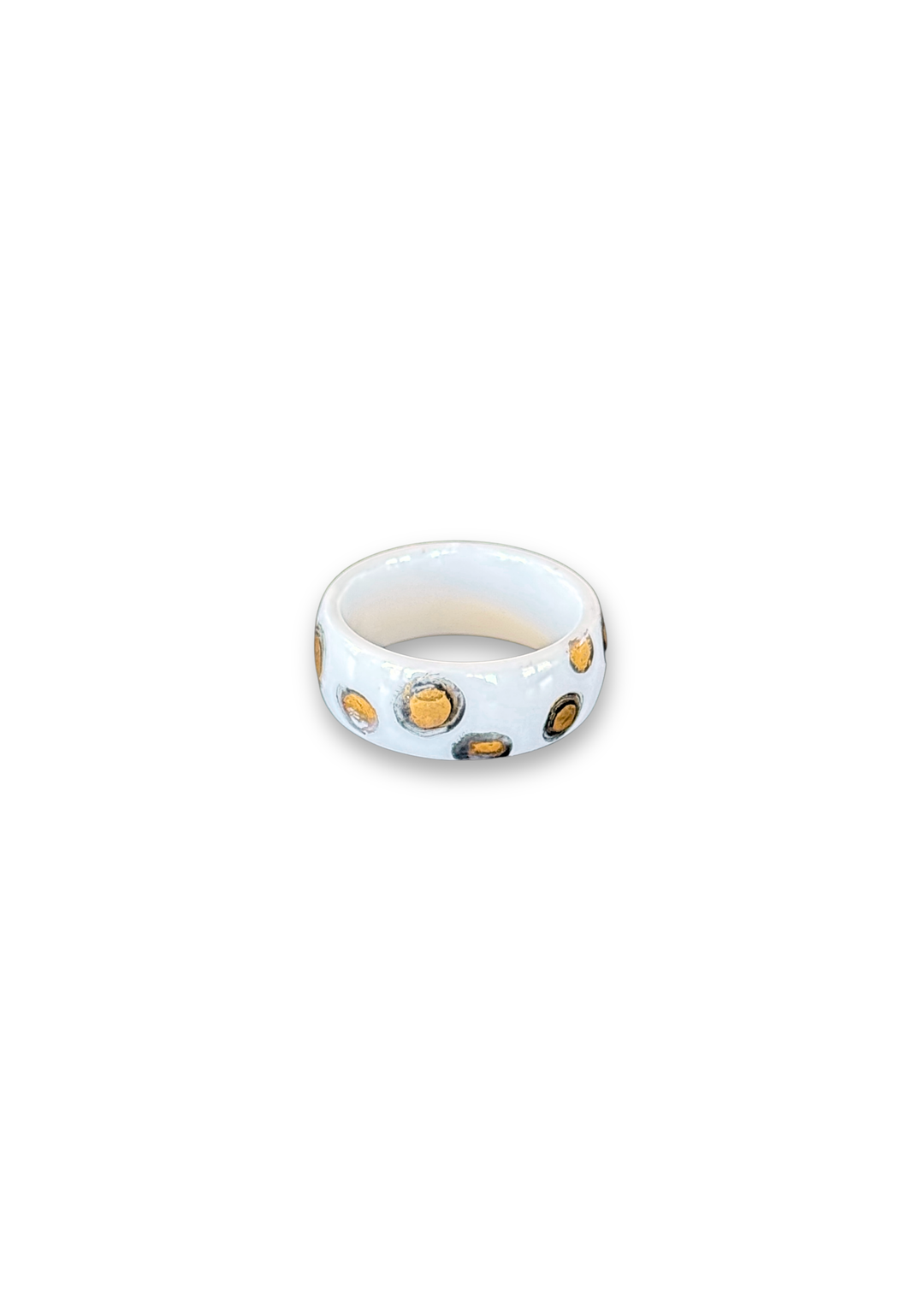 Jaguar Print Polka Dot Porcelain Ring - Size 9
