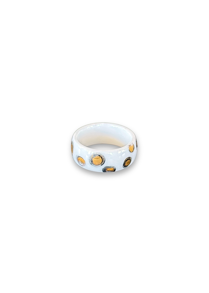 Jaguar Print Polka Dot Porcelain Ring - Size 9
