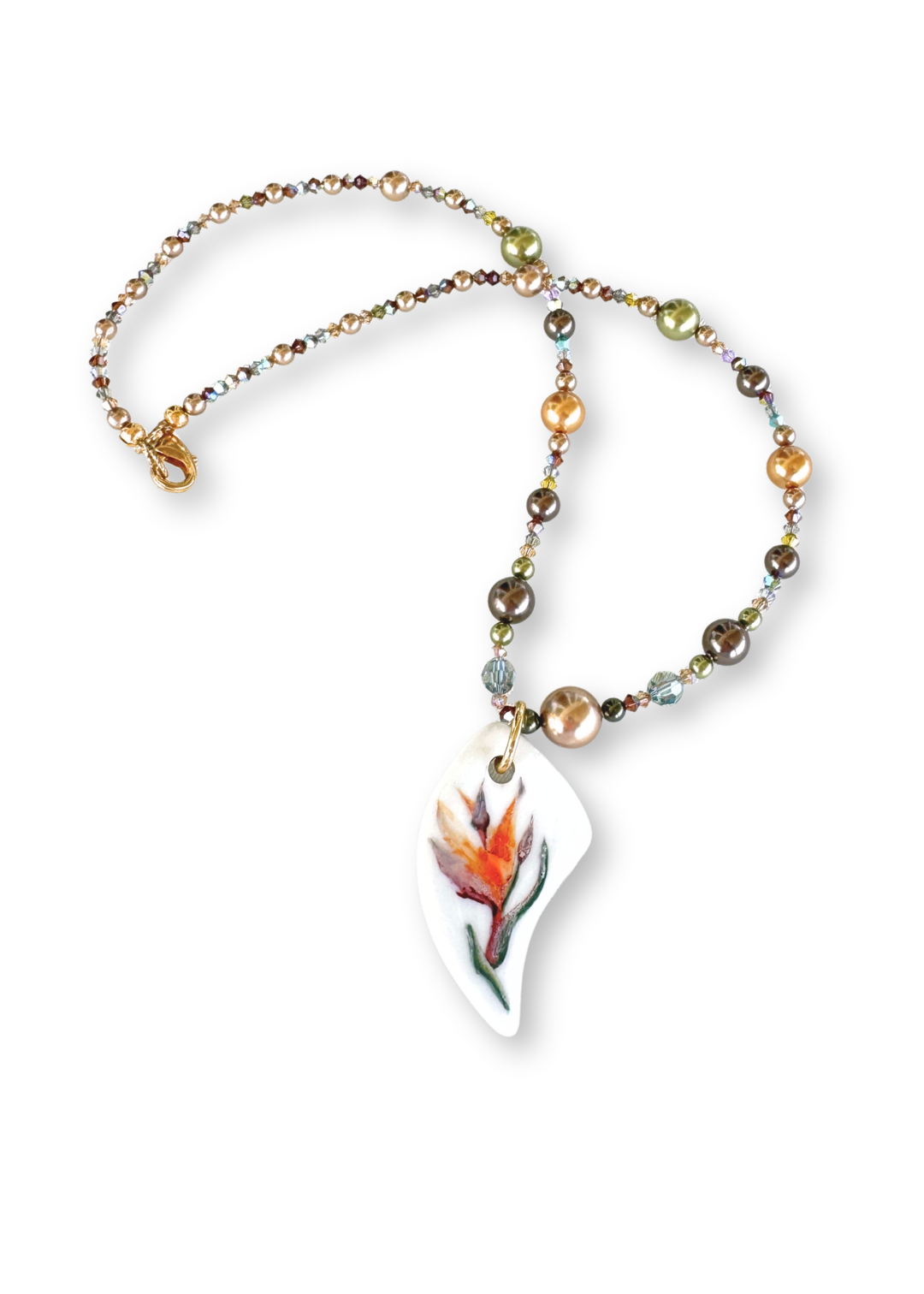 Floral Pendant Beaded Necklace