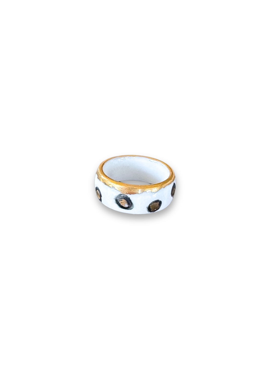 Jaguar Print Polka Dot Porcelain Ring - Size 7