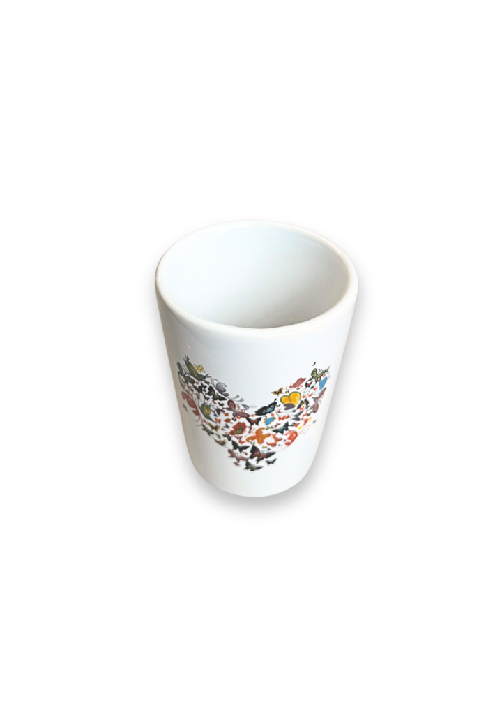 Heart of Butterflies Porcelain Ceramic Shot Glass