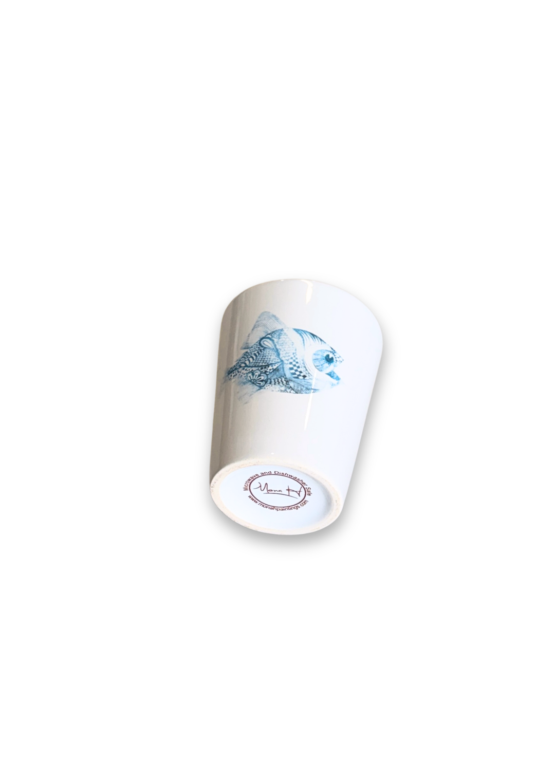Coastal Blue Fish Porcelain Ceramic Shot Glass