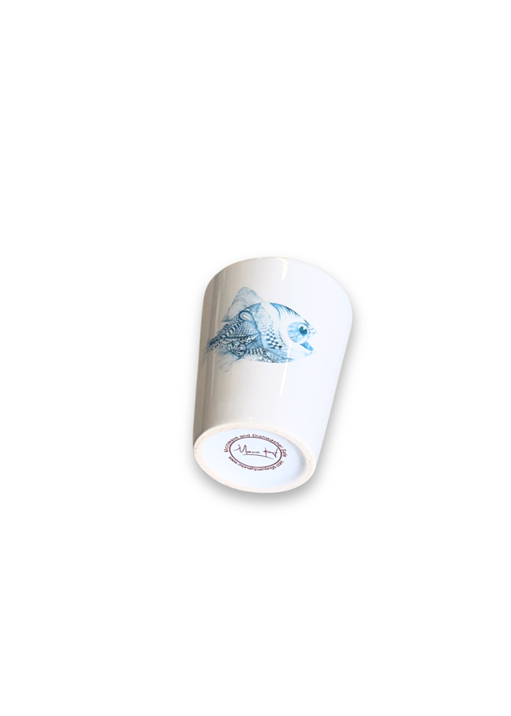 Coastal Blue Fish Porcelain Ceramic Shot Glass