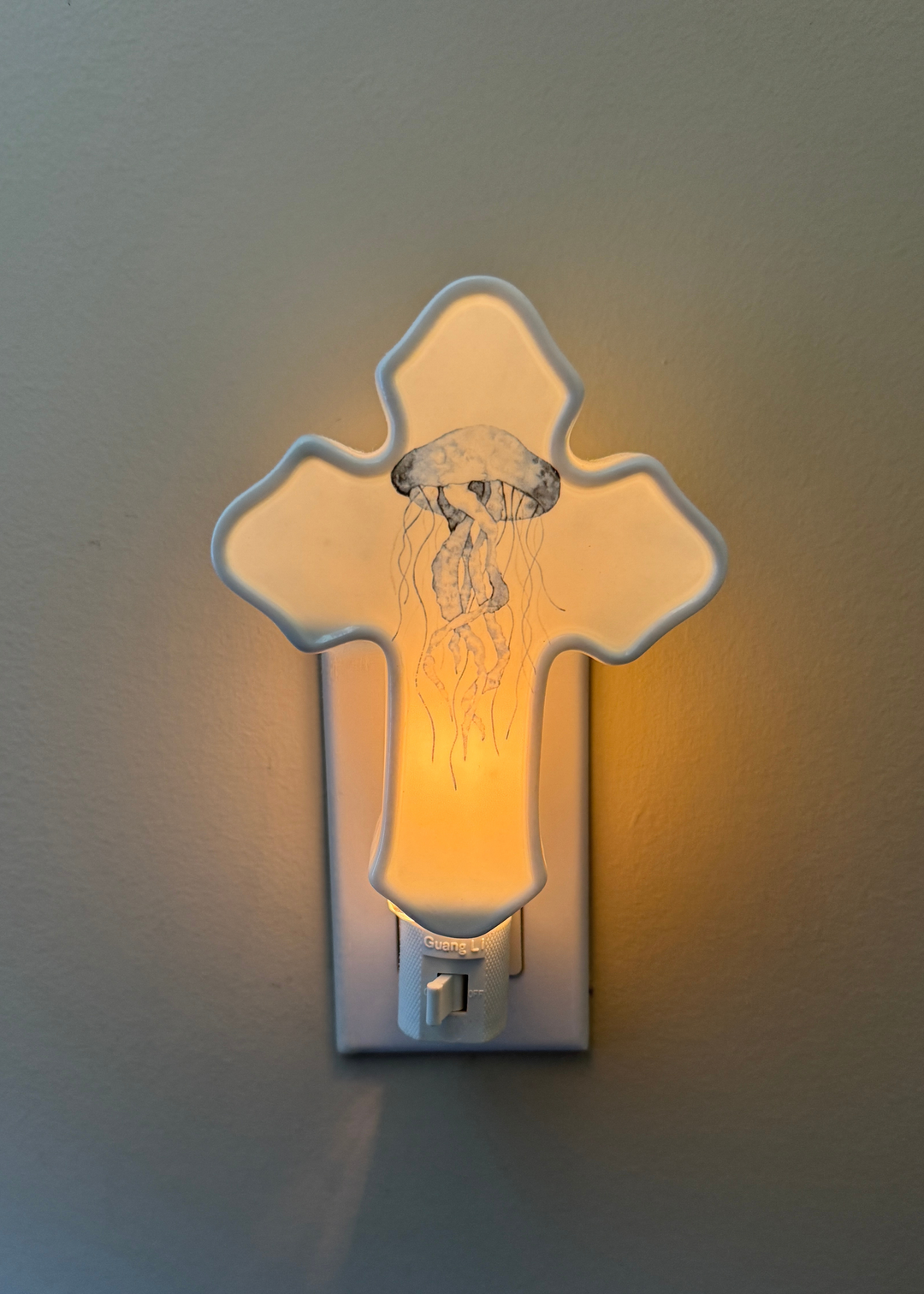 Jellyfish Porcelain Cross Night Light
