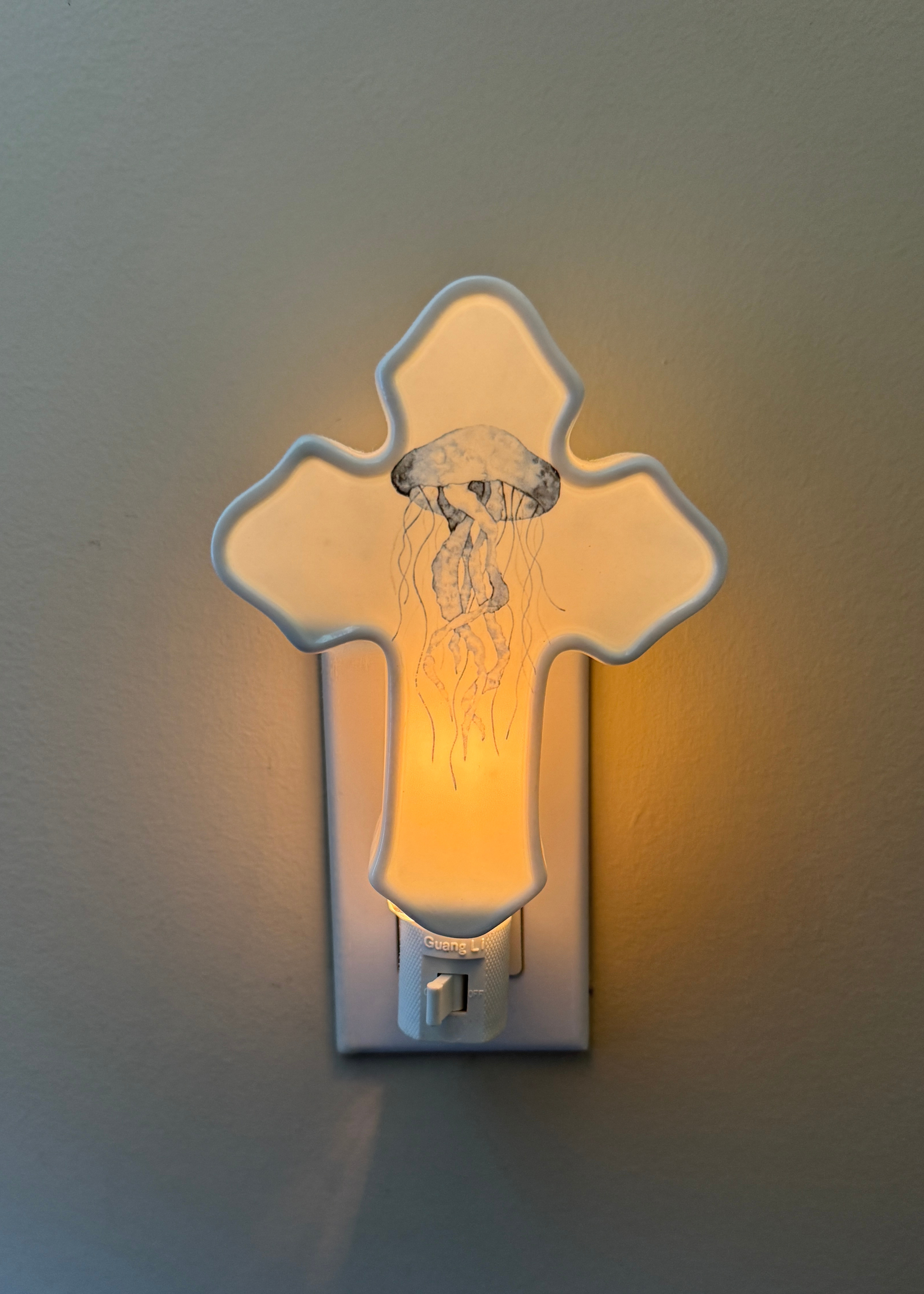 Jellyfish Porcelain Cross Night Light