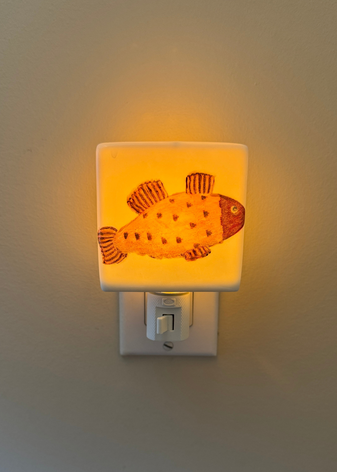 Pink Fish Porcelain Night Light