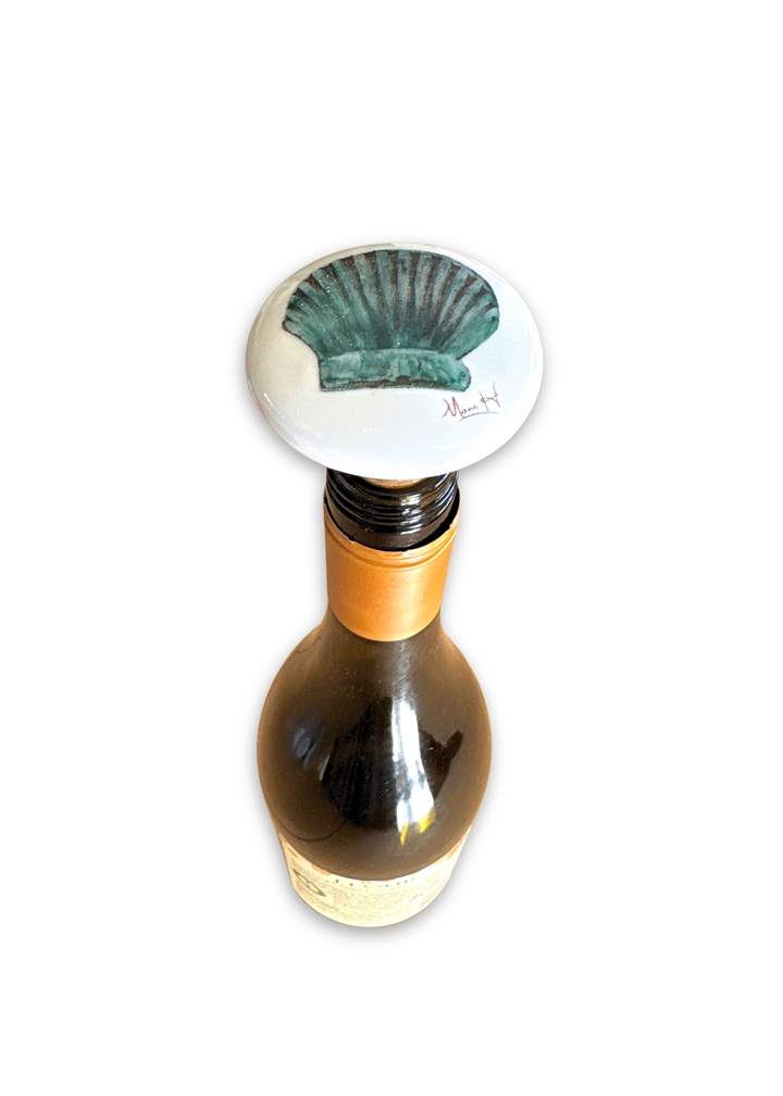 Shell Painted on a Ceramic Porcelain Wine Cork Stopper Barware
