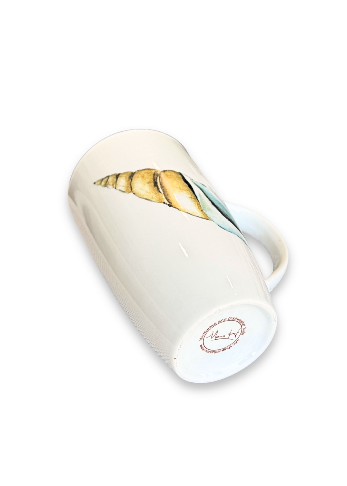 Hand-Painted Coastal Spiral Shell Porcelain Coffee Mug