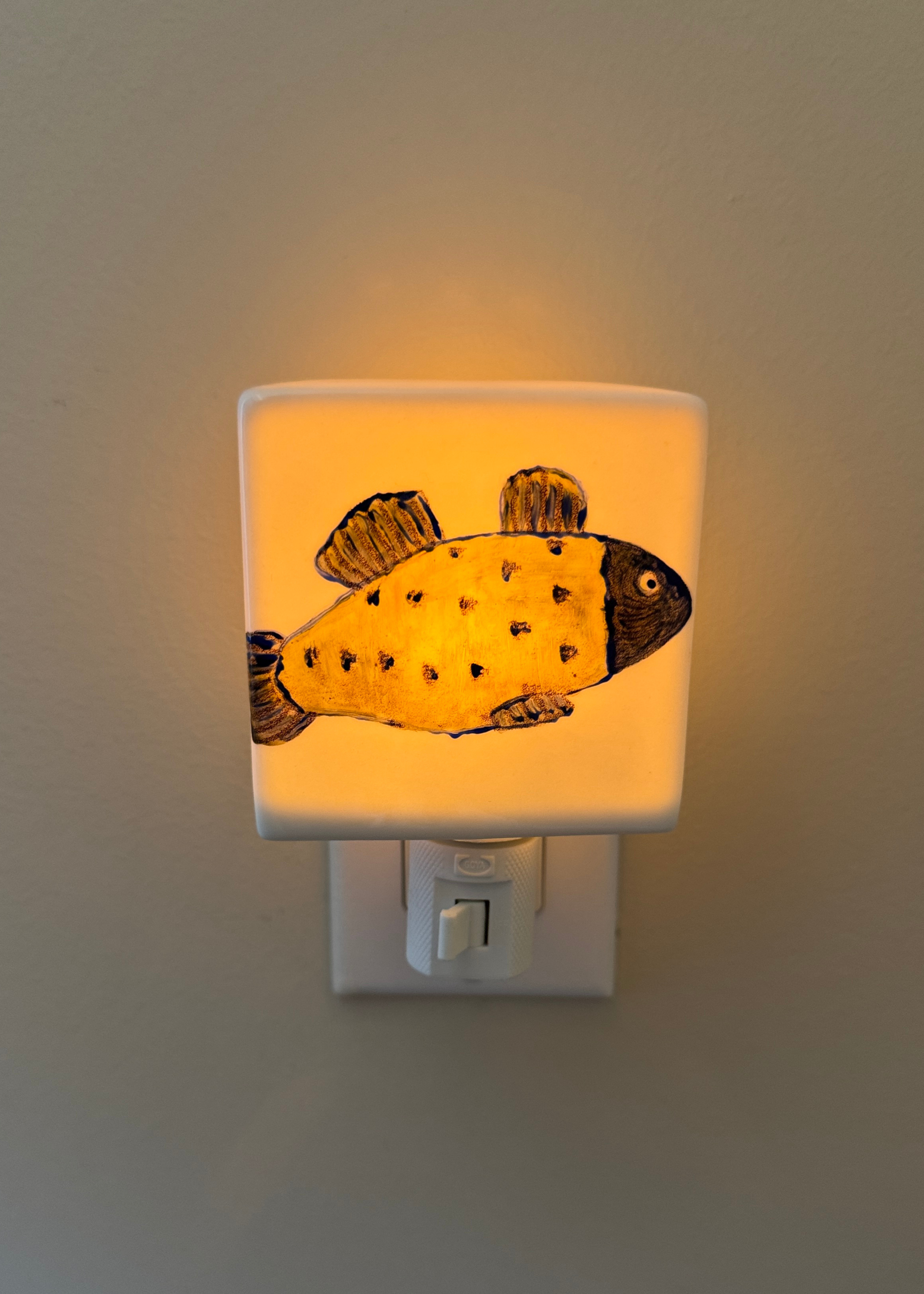 Yellow Fish Porcelain Night Light